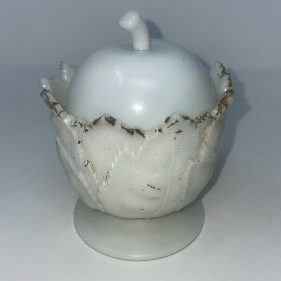 Vintage 19th Century Westmoreland Milk Glass Apple Jar - Picture 3 of 8